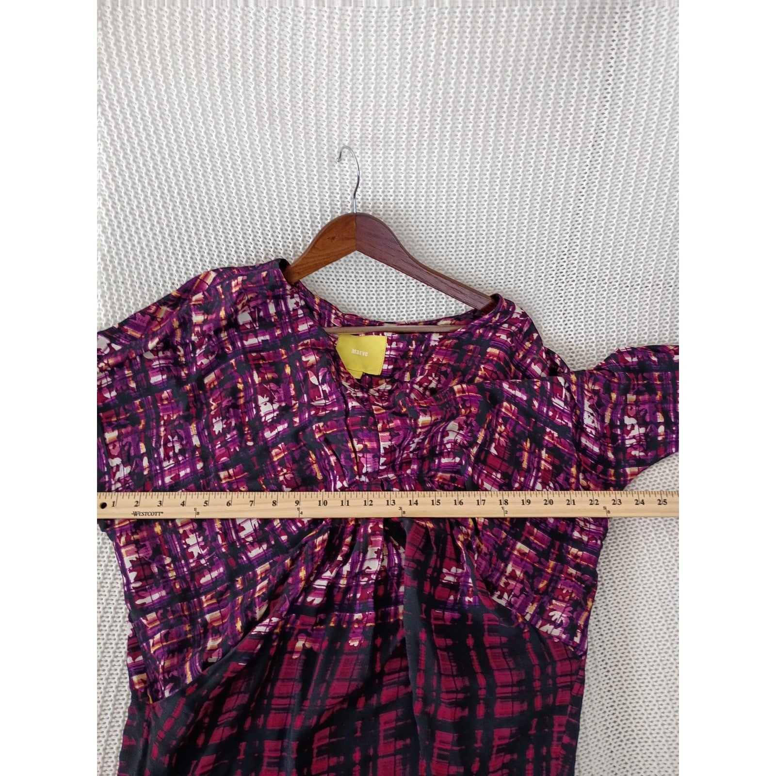 Maeve Anthropologie Purple Abstract Plaid Dolman Sleeve Dress S/M Boho Artsy