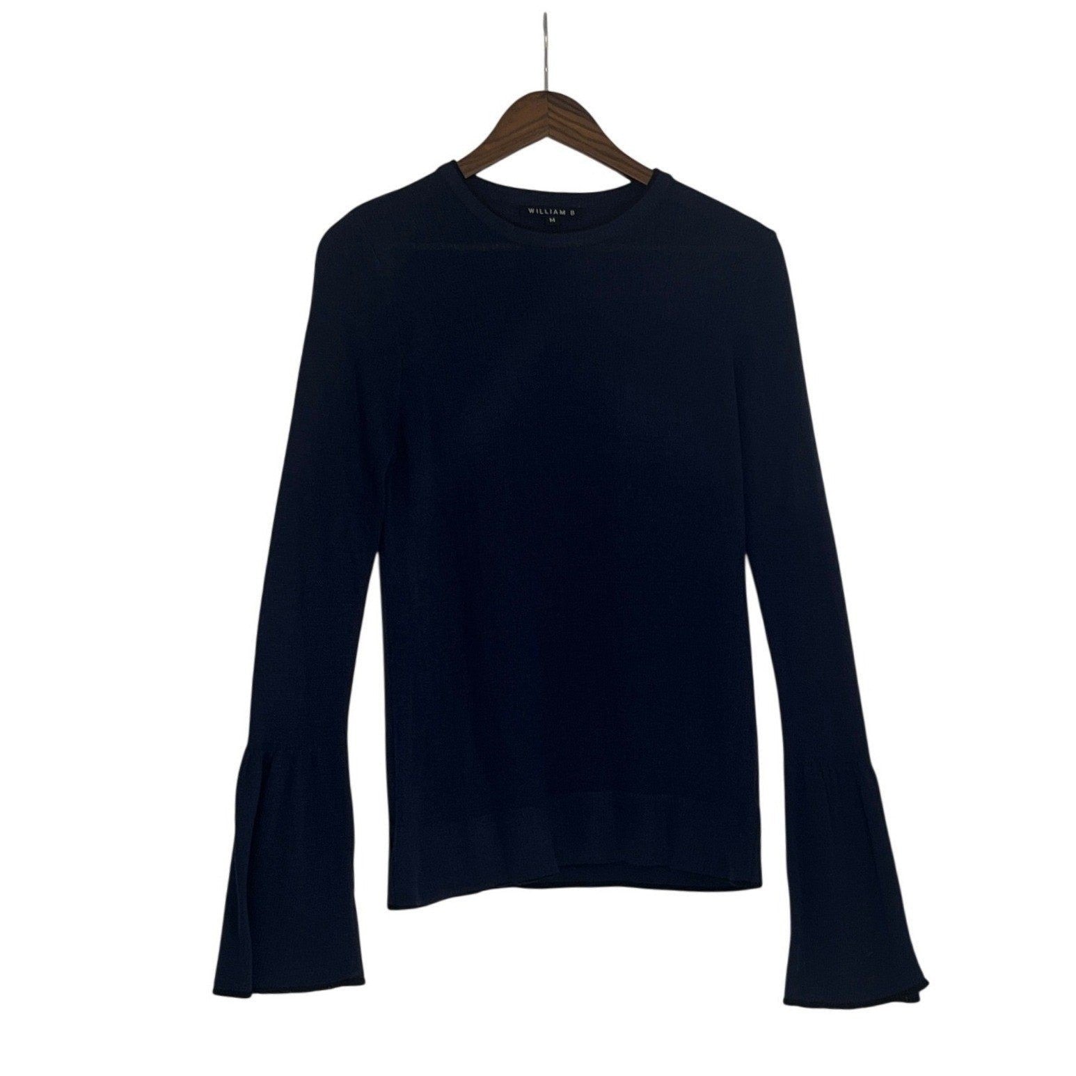 William B Bell Sleeve Knit Sweater Navy Blue Boho Flowy Pullover Womens M