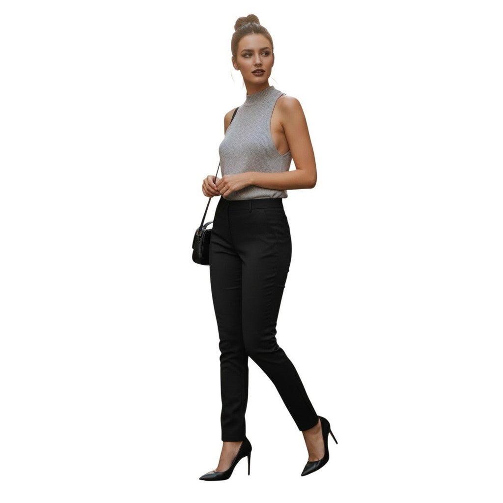 New York & Company Black Ankle Pants Slim Fit Career Trousers Stretch 0 Waist 26
