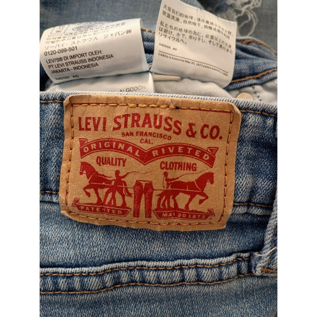 LEVI STRAUSS Classic 711 Skinny Jeans Distressed Blue Denim 30x29