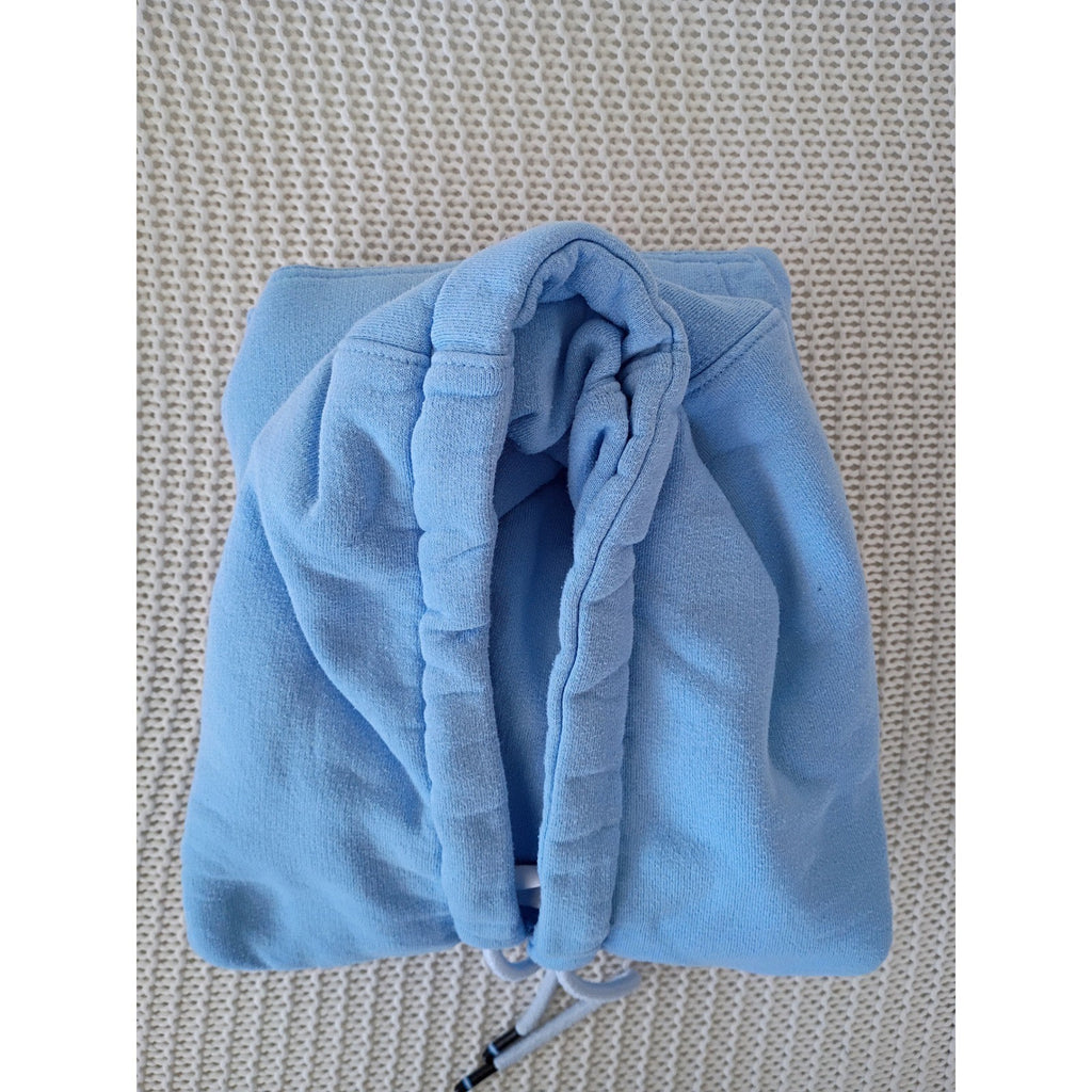 GOAT Light Blue Hoodie Pullover Graphic Print Small Oversized Unisex PTP 20"