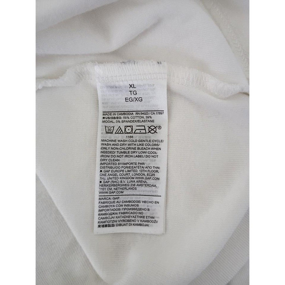 GAP Off White Long Sleeve Collared V Neck Button Up Cotton Modal Top Women XL