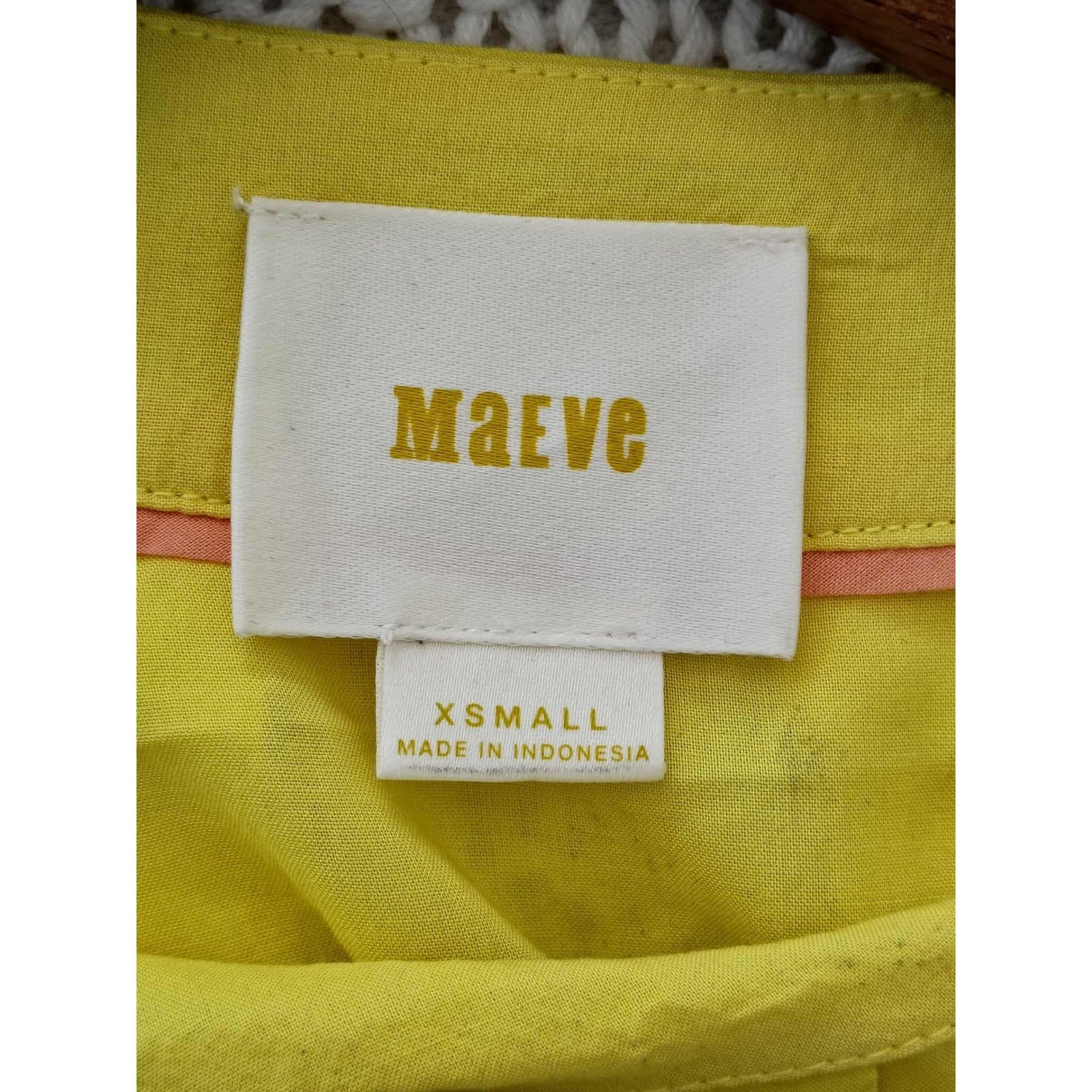Maeve Anthropologie Citron Yellow Pleated Button Sleeve Rayon Blouse Fits S/M
