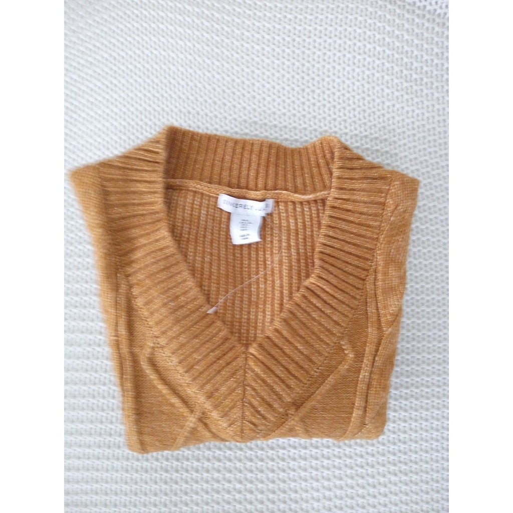 Sincerely Jules NWT Cable Knit Sweater Vest L Amber Orange Preppy Y2K Style