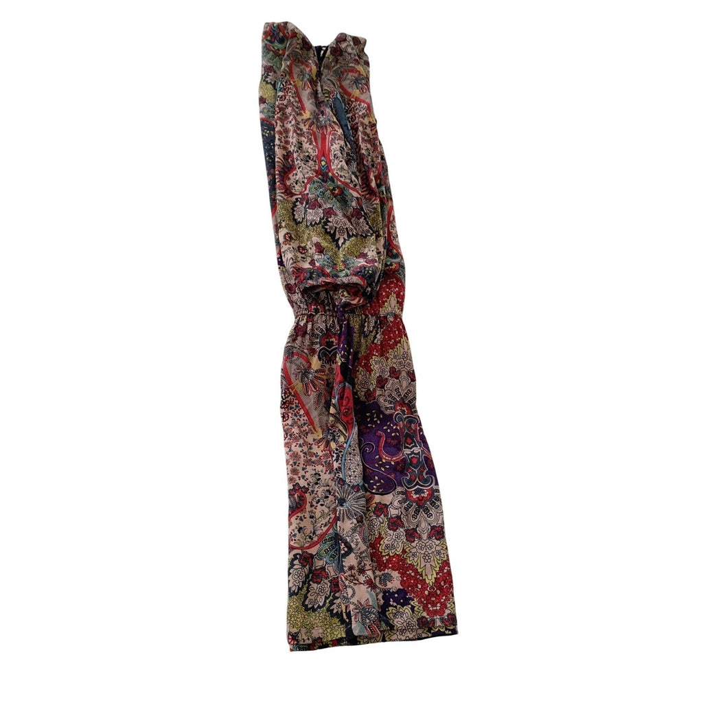 EAST INDIA COMPANY Paisley Print Viscose Midi Dress 3/4 Sleeve Elastic Waist