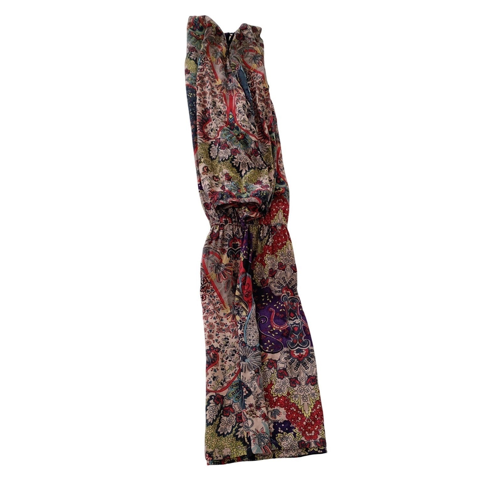 EAST INDIA COMPANY Paisley Print Viscose Midi Dress 3/4 Sleeve Elastic Waist
