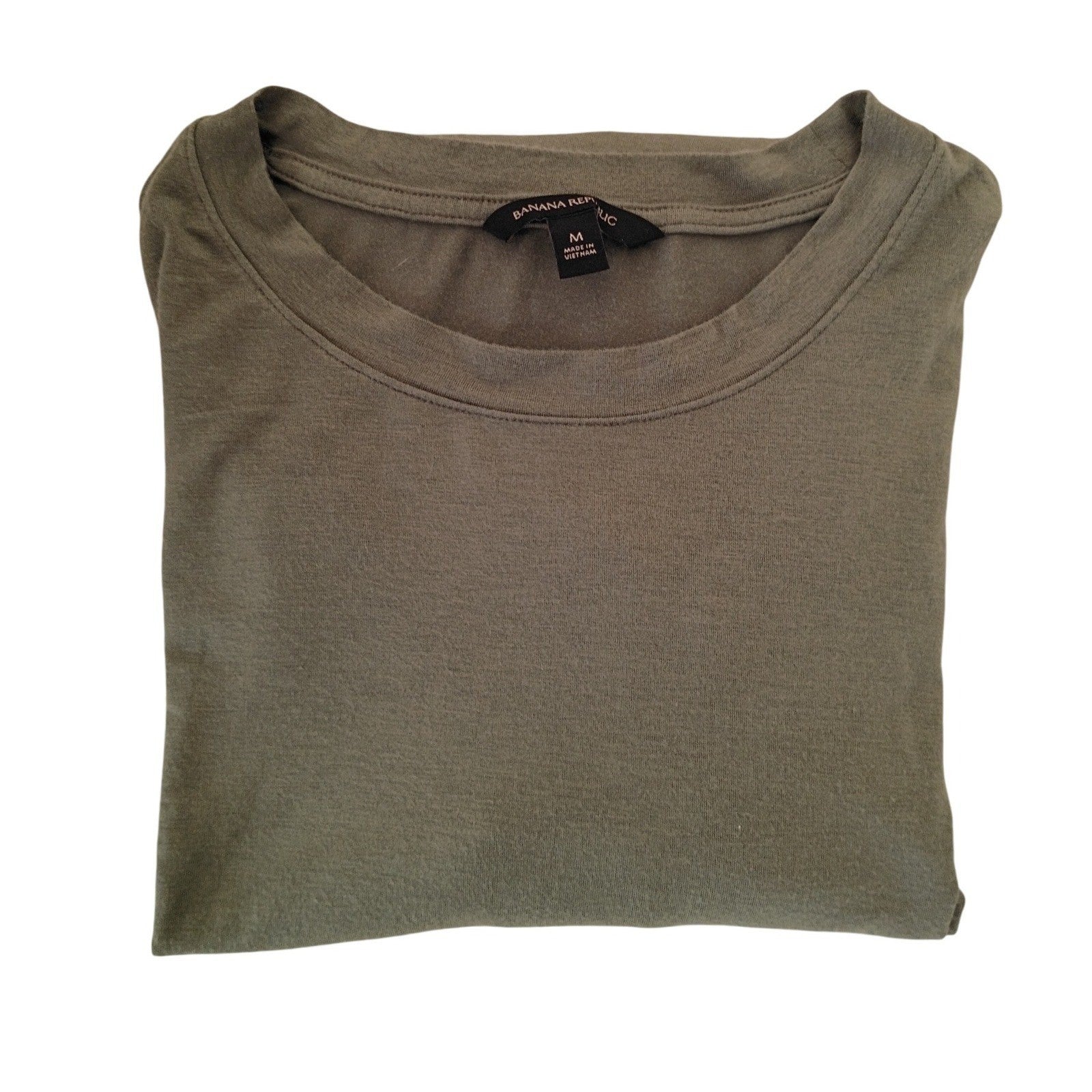 Banana Republic Olive Green Long Sleeve Crew Neck Modal Blend Top Size M