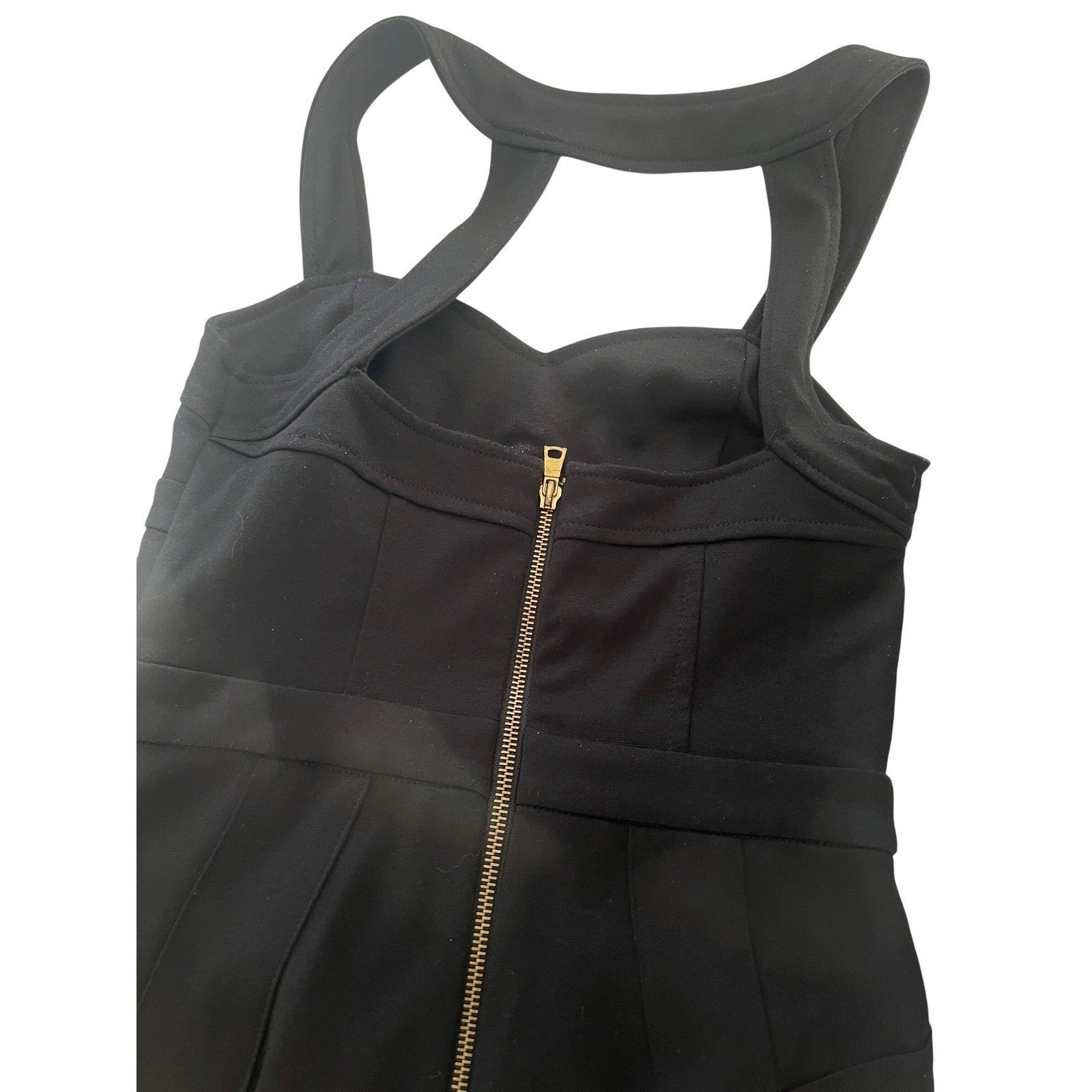 ICE Black Bodycon Dress Cutout Back Gold Zipper Sleeveless Cocktail S Elegant