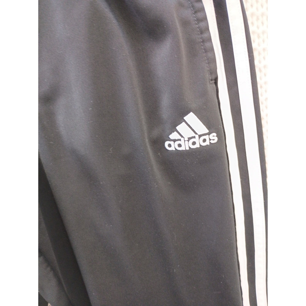 Adidas Youth 10/12 Track Pants Black White 3 Stripe Joggers Fits Women Petite S