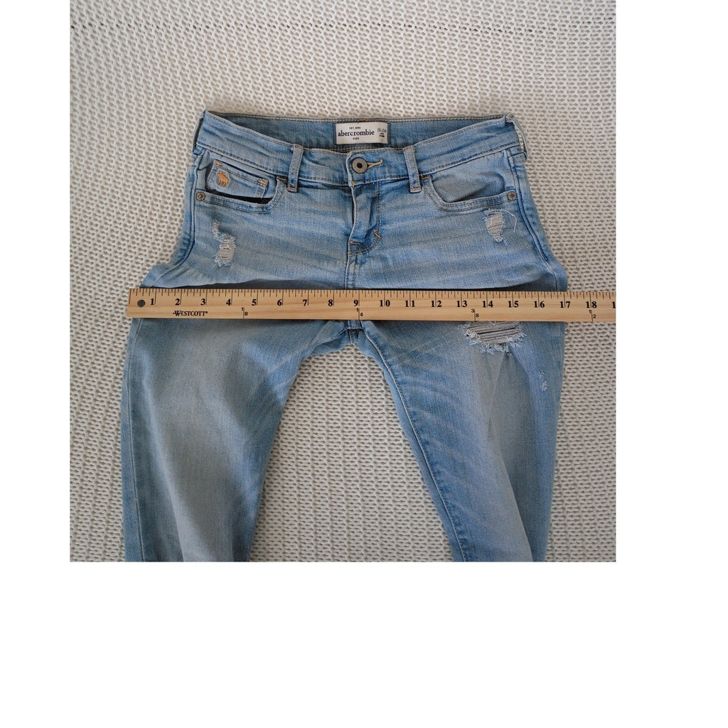 Abercrombie Light Wash Ripped Slim Jeans Youth 16 Fits Women W25x29