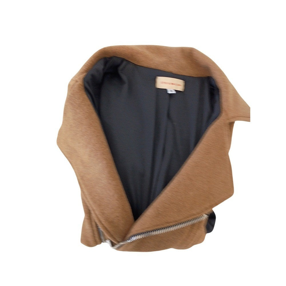 Otis & Maclain Wool Blend Moto Jacket Camel Brown Mixed Media USA S