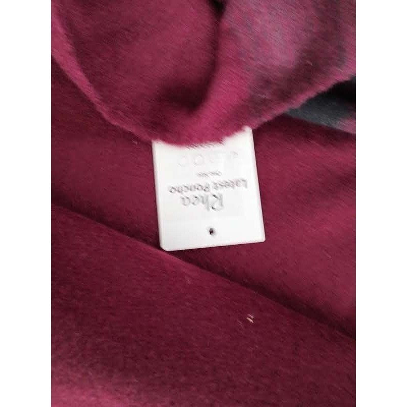 RHEA Cozy Burgundy Southwestern Plaid Fringe Ruana Poncho Wrap NWT L/XL Boho
