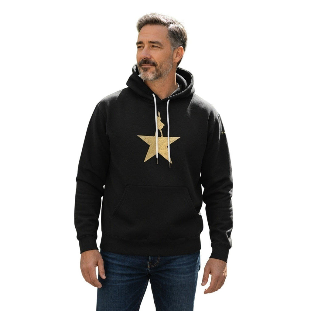 Hamilton NWOT Star Silhouette Hoodie Black Gold Musical Broadway Fan  Size XL