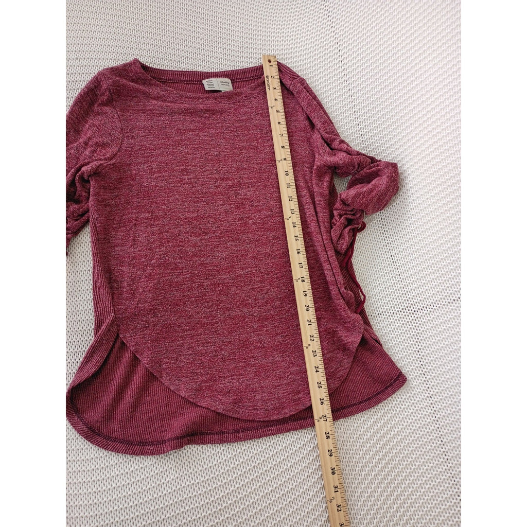 Anthropologie Saturday Sunday Burgundy Heathered Layered Top Boho Cozy Fits S/M