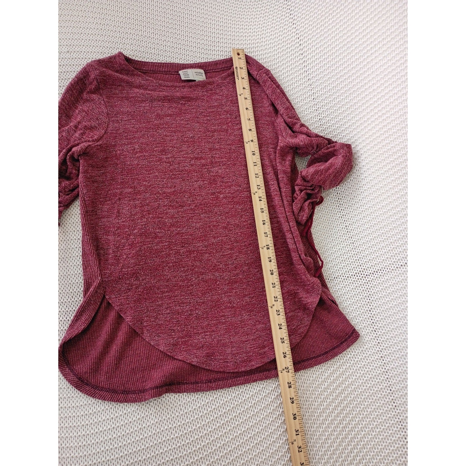 Anthropologie Saturday Sunday Burgundy Heathered Layered Top Boho Cozy Fits S/M