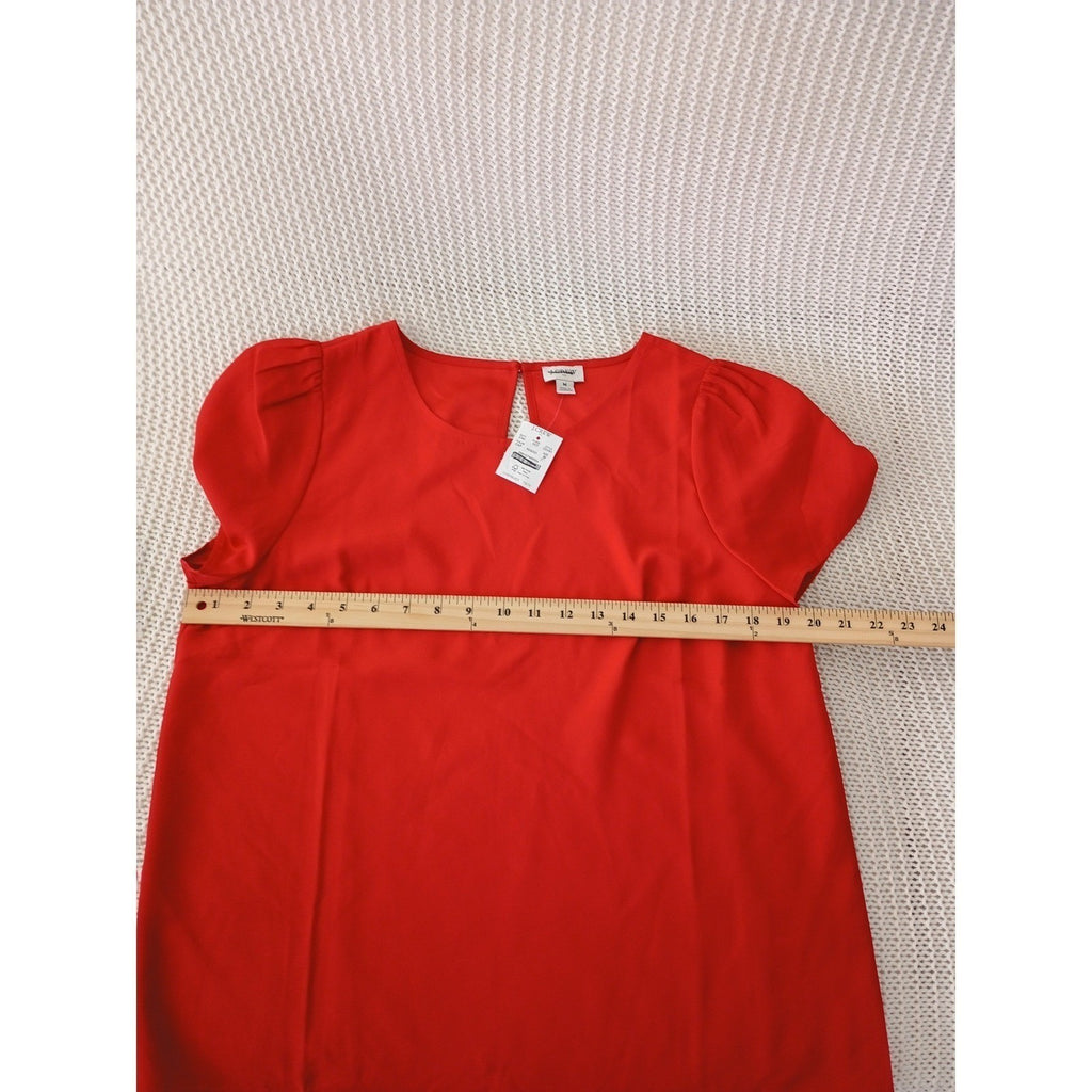 J.Crew NWT Red Short Sleeve Blouse Keyhole Back Top M Classic Minimalist $70