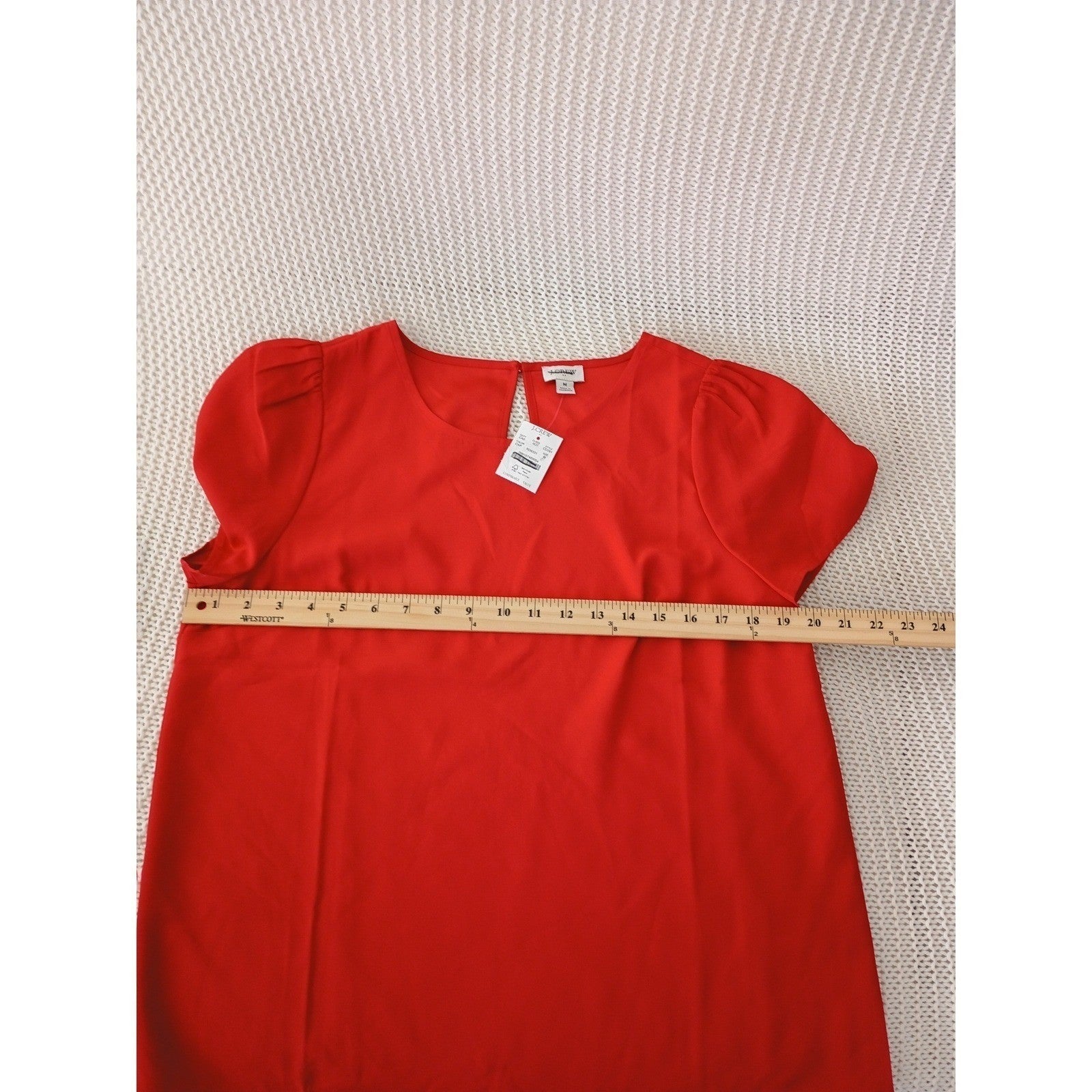 J.Crew NWT Red Short Sleeve Blouse Keyhole Back Top M Classic Minimalist $70