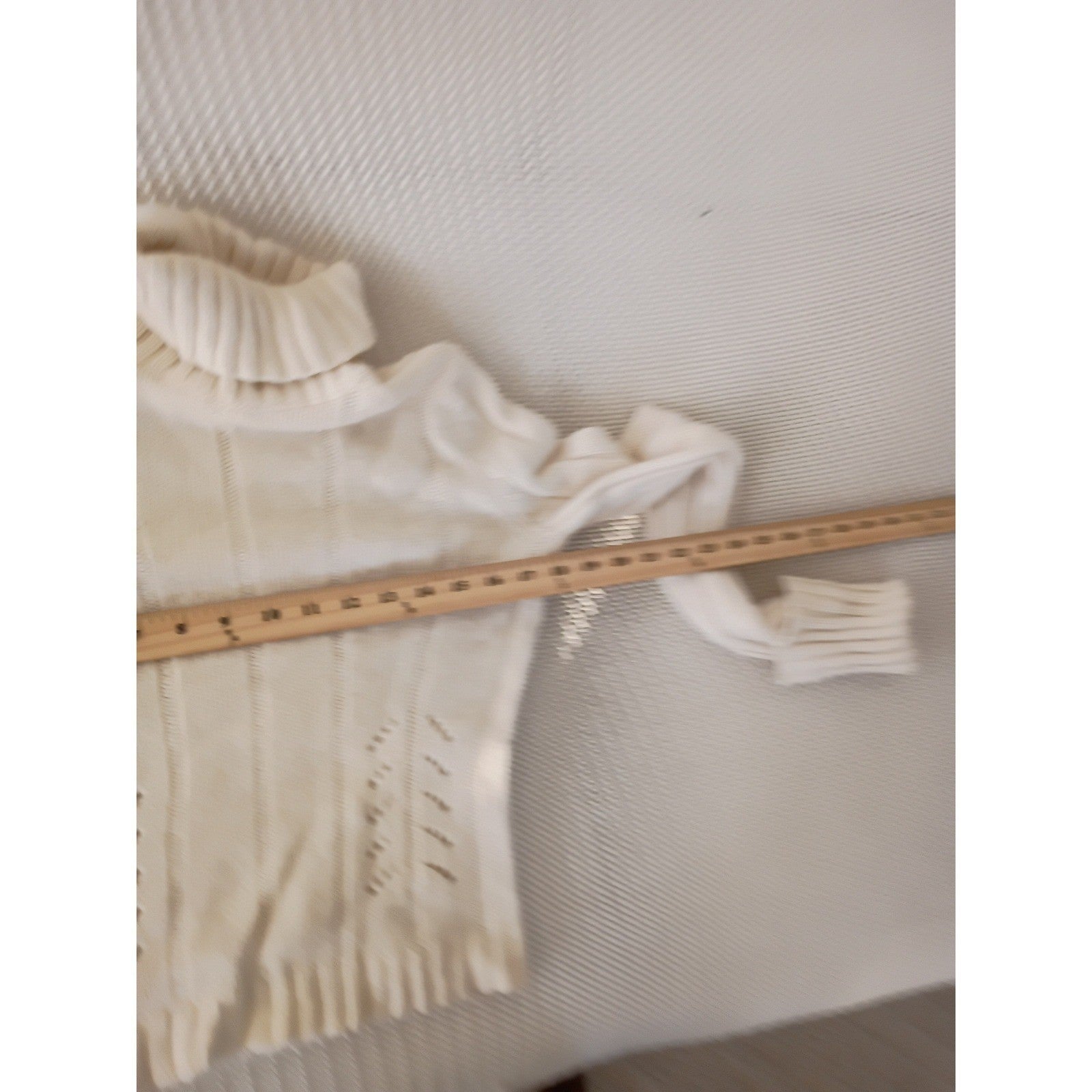 Express Y2K Ivory Ribbed Turtleneck Sweater Wool Angora Pointelle Coquette XS