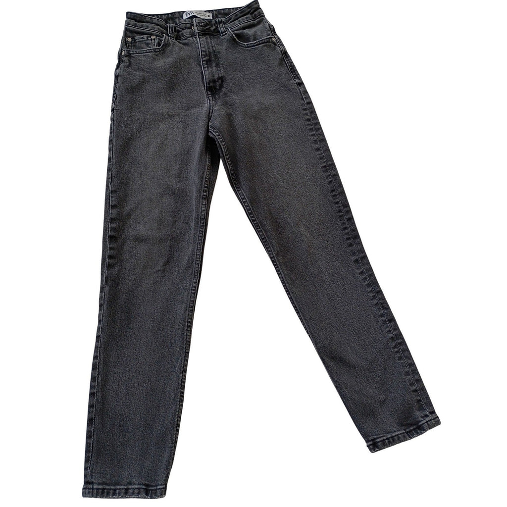 ZARA High Waisted Skinny Jeans Faded Black Denim 2 US 24x27 Sculpting