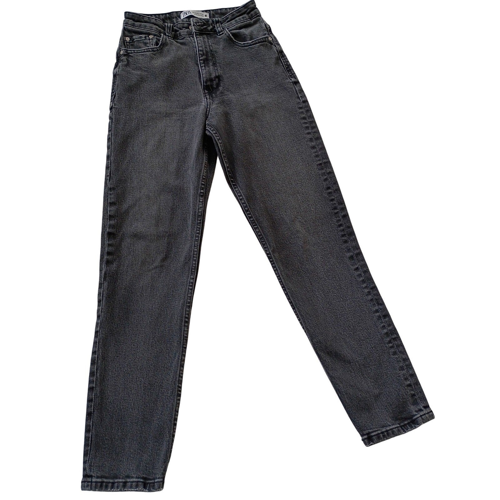 ZARA High Waisted Skinny Jeans Faded Black Denim 2 US 24x27 Sculpting