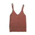 Bucul Knit Ribbed V Neck Camisole Tank Top Rusty Rose S M