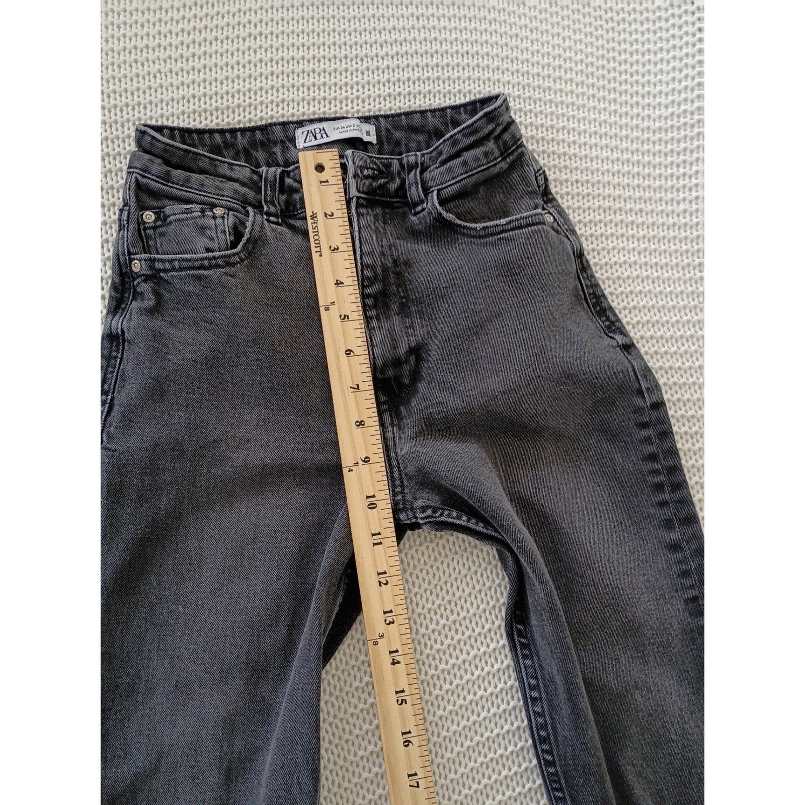 ZARA High Waisted Skinny Jeans Faded Black Denim 2 US 24x27 Sculpting