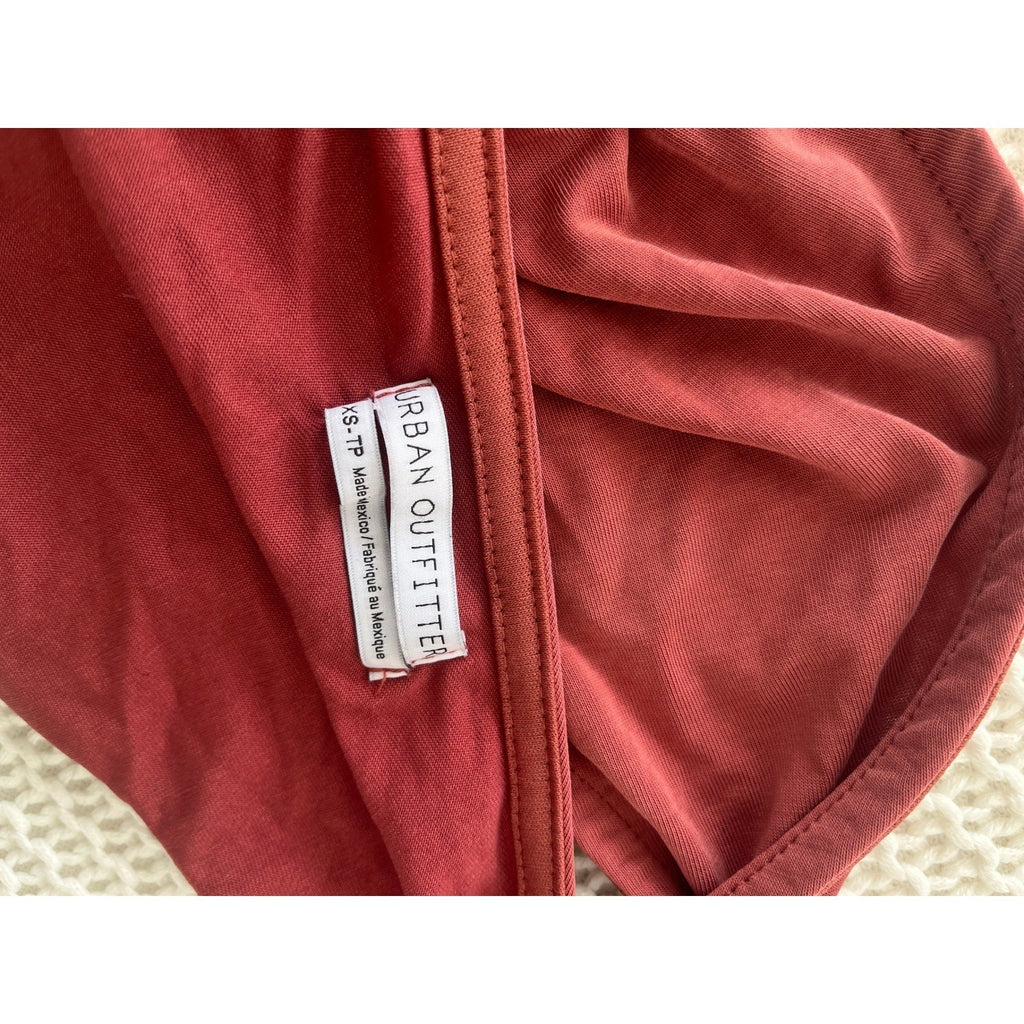 Urban Outfitters Rust Red Ruched Halter Neck Tank Top XS Y2K Aesthetic Retro