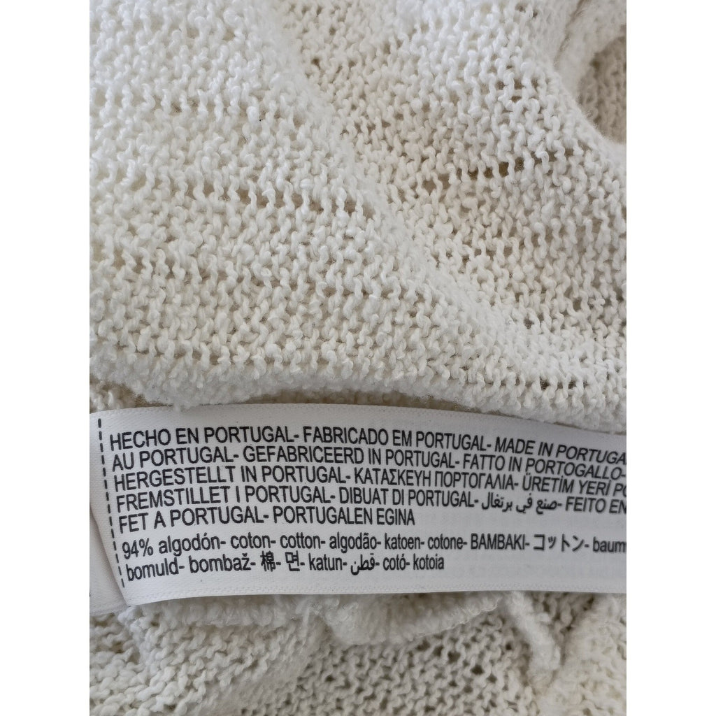 Massimo Dutti Cream Ribbed Mesh Knit Tank Top Scoop Neck Cotton Minimalist S