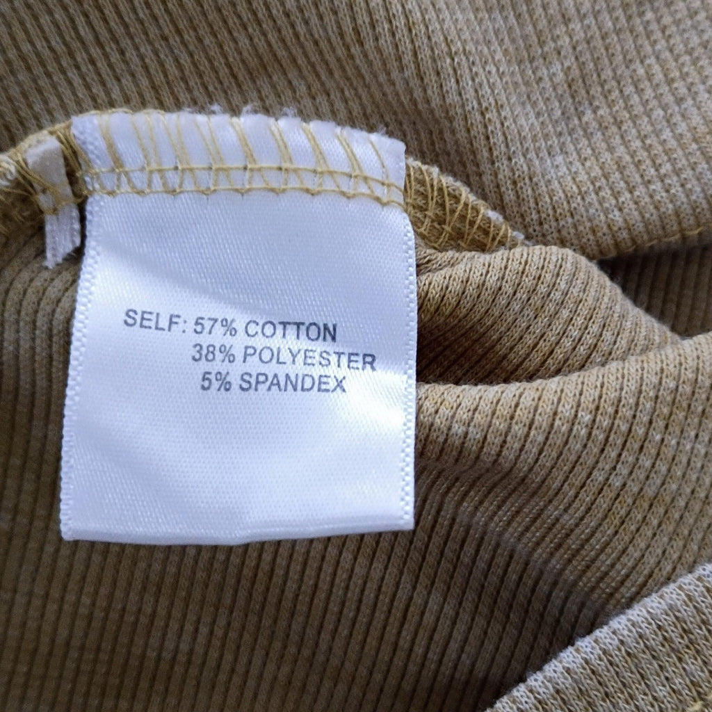 Jane + Delancey Mustard Ribbed Cotton Blend Polo Shirt M Classic Collar