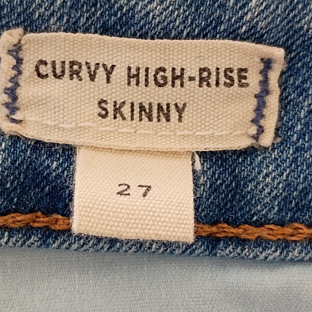 Madewell Curvy High Rise Slim Strgt Jeans Light Wash Distress Raw Hem 27x28 $148