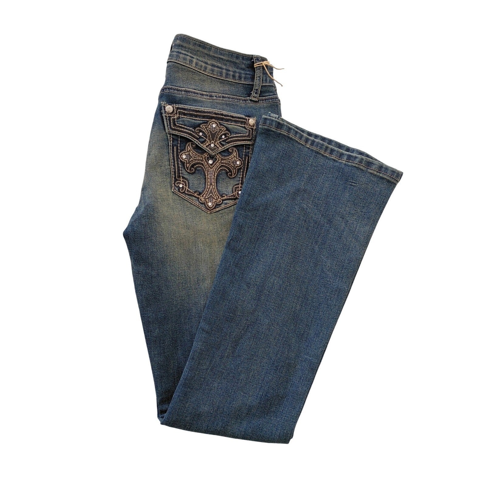 FIRE & RAIN Embellished Bootcut Jeans Medium Wash Size 7