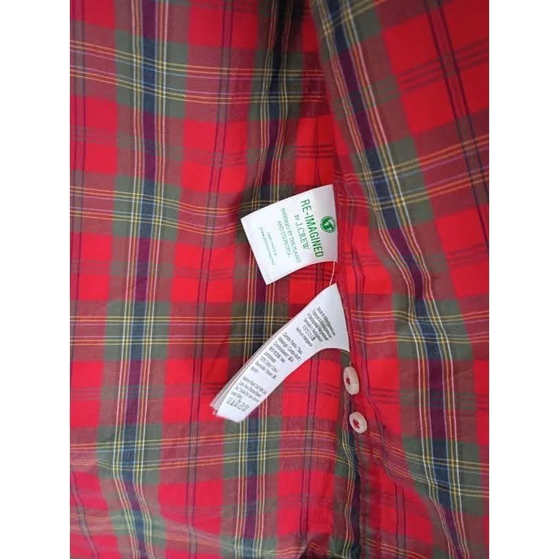 J Crew Red Plaid Slim 100% Cotton Untucked Secret Wash Shirt Mens L Everydaywear
