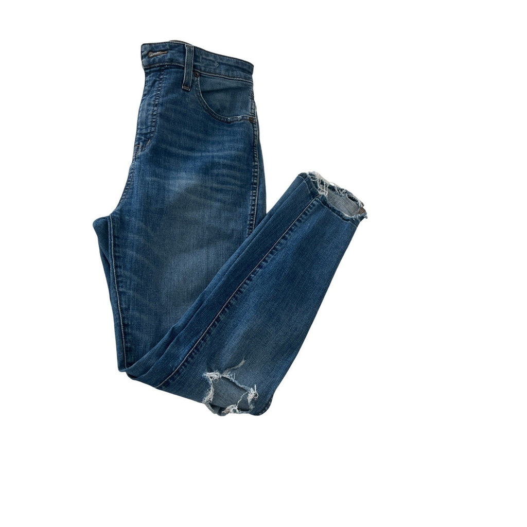 Madewell Curvy High Rise Skinny Jeans Medium Wash Distressed Size 29