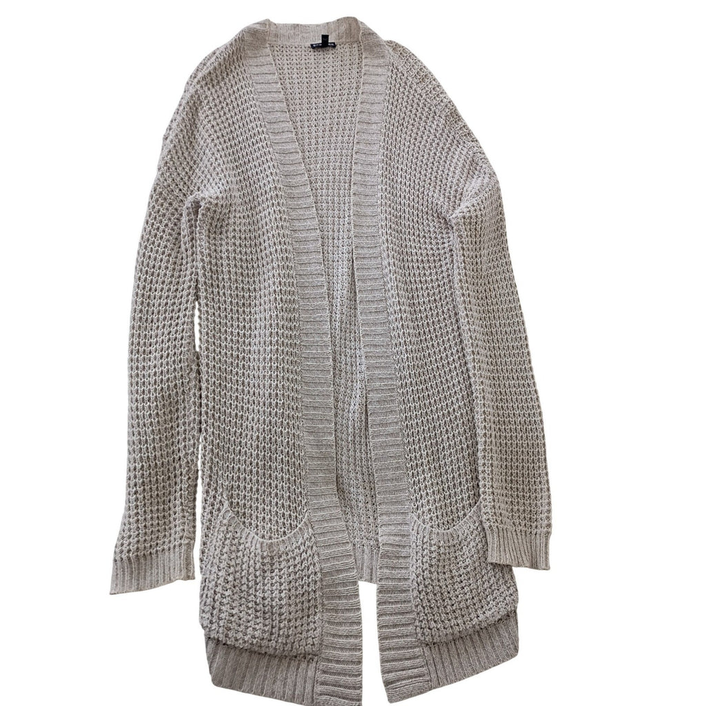 EXPRESS Beige COTTON BLEND Cardigan L Grandmacore Coastal Grandmother Knit