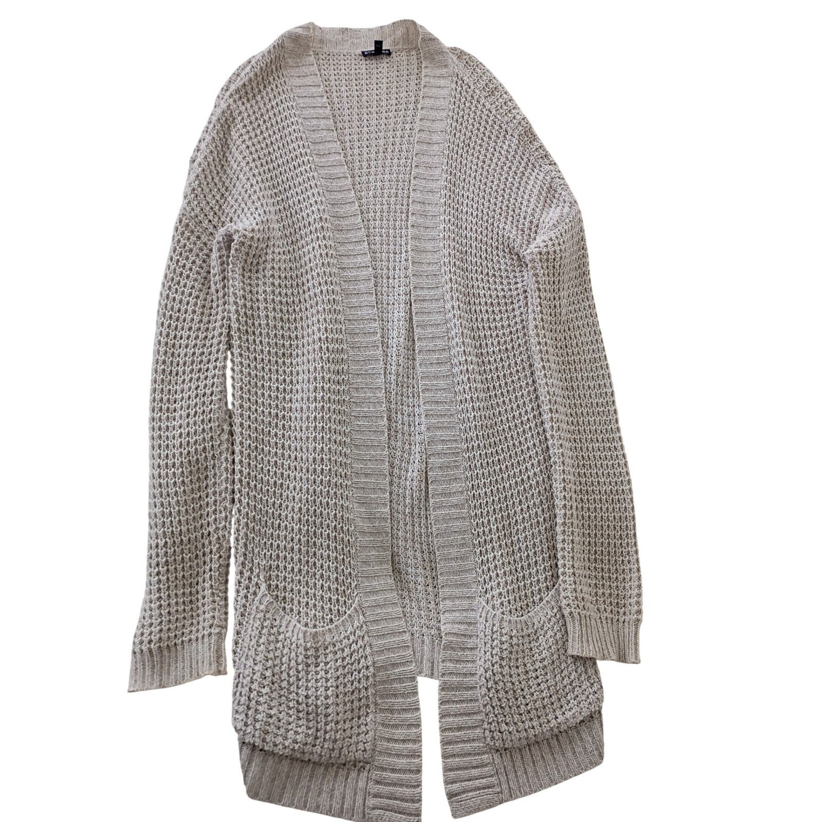 EXPRESS Beige COTTON BLEND Cardigan L Grandmacore Coastal Grandmother Knit