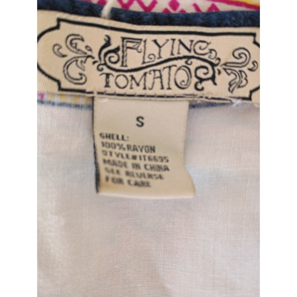 Flying Tomato Bohemian Tank Top S Paisley Print Sleeveless Sheer Lightweight