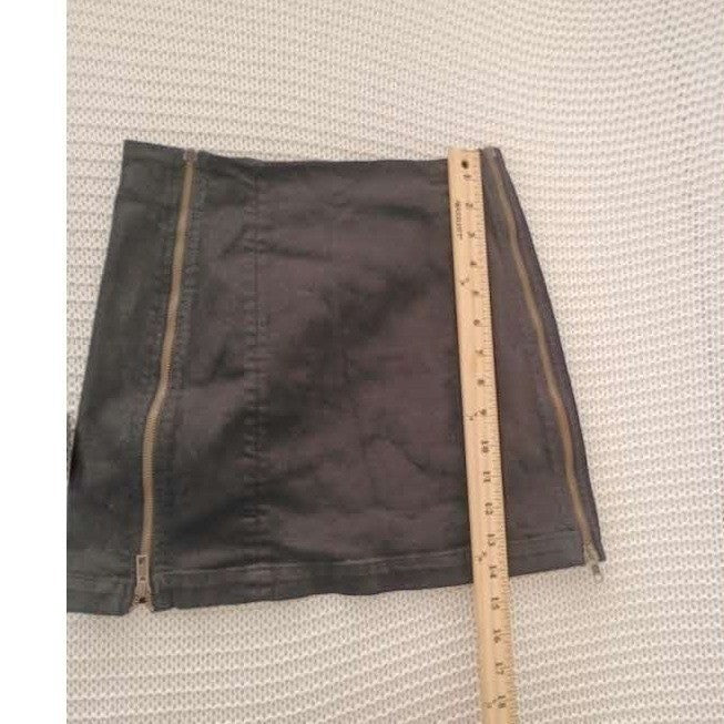 CARMAR LA Edgy Black Denim Mini Skirt 26 Double Side Zip Moto Edgy Street