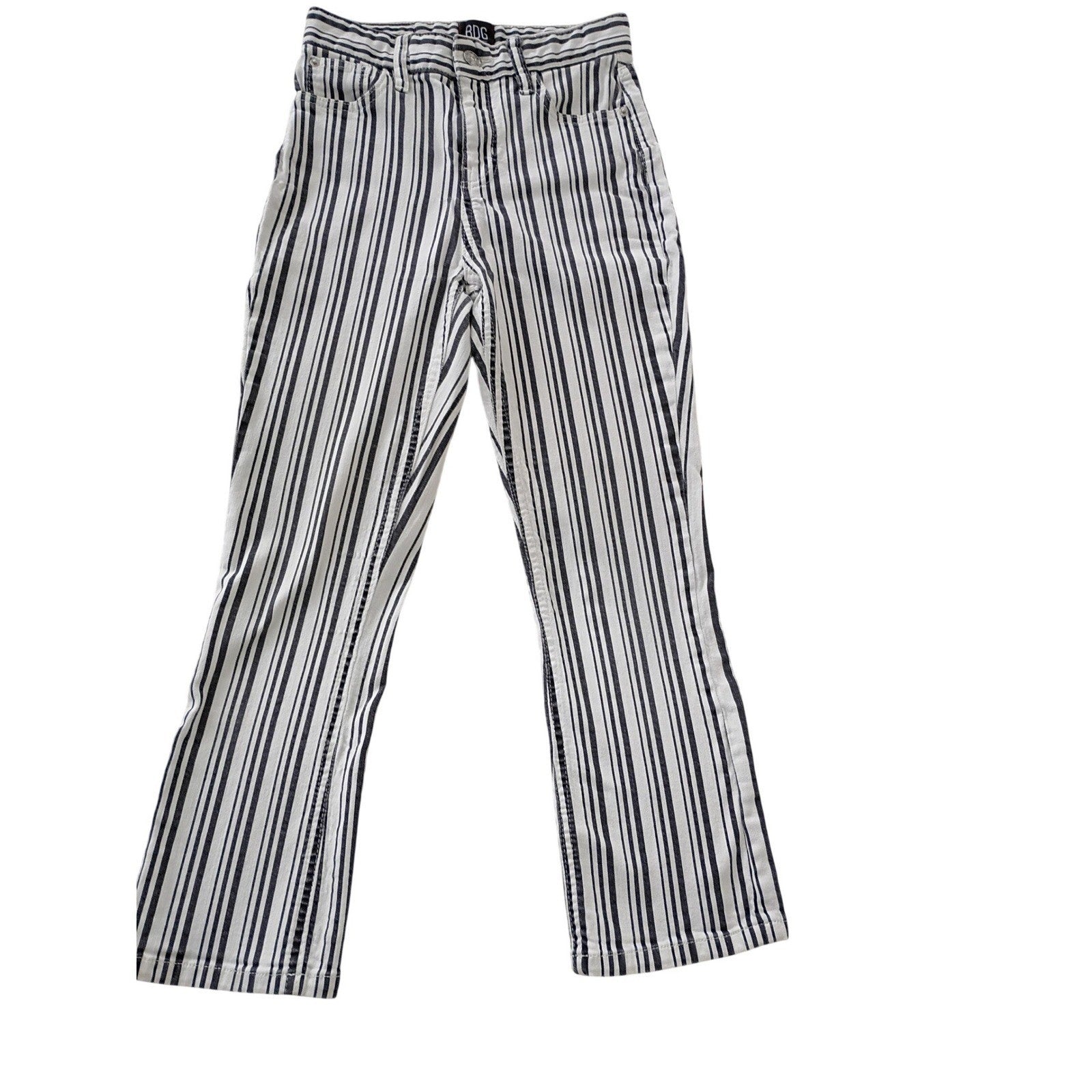Urban Outfitters BDG Coastal Striped High Rise Straight Cropped Jeans 24