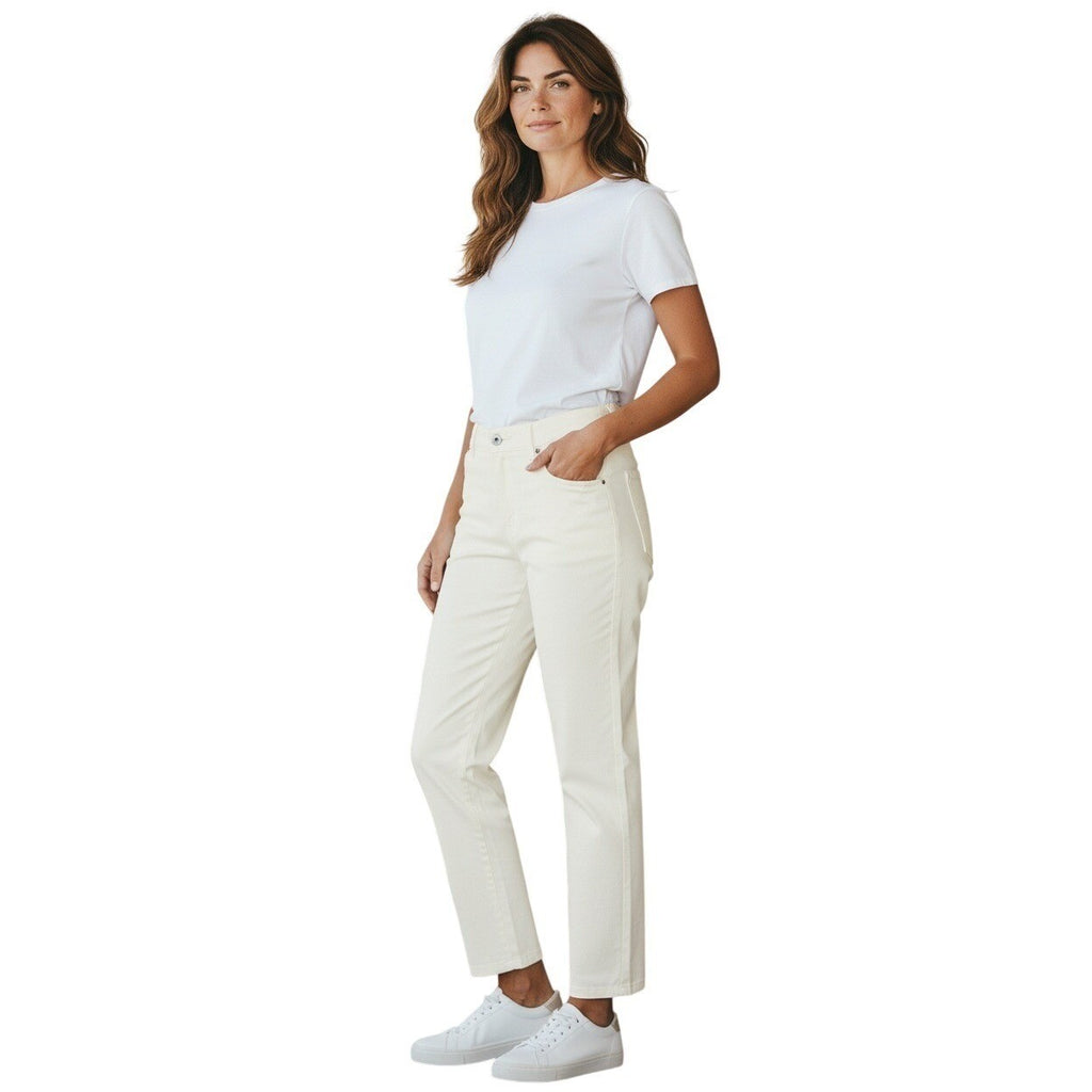TALBOTS White Stretch Straight Leg Ankle Pants 10 30x27 Retro-Chic