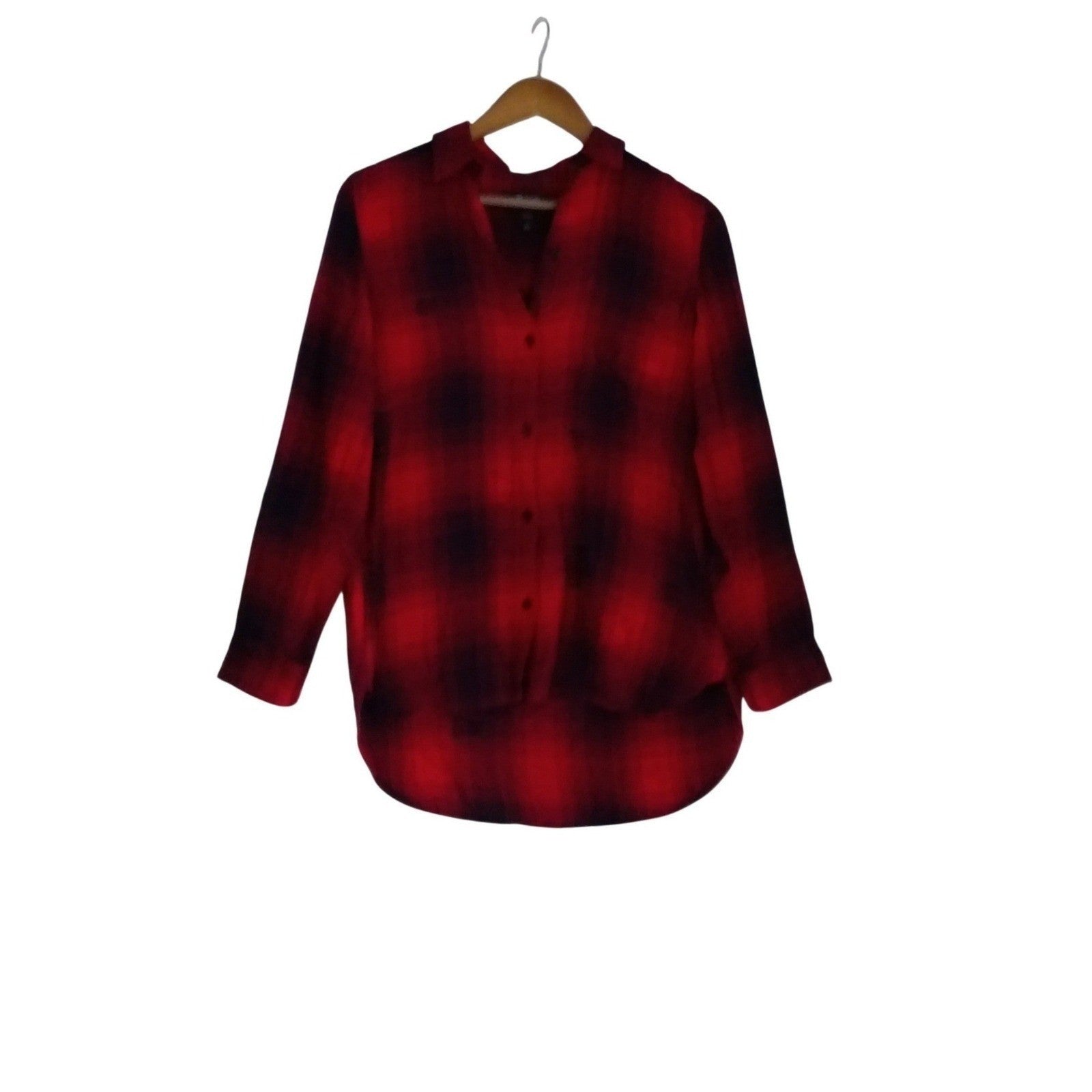 Madewell Classic Red Black Cotton Blend Plaid Button Up Shirt Classic Fit S