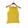 Nally & Millie Vibrant Yellow V-Neck Sleeveless Tank Top Raw Hem USA S M Boho