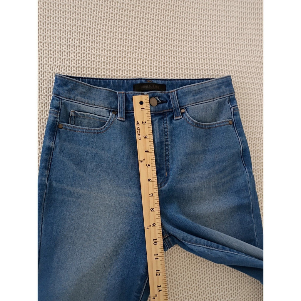 Uniqlo Ultra Stretch Skinny Jeans High Rise Tapered Medium Wash Blue 26x26