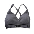 Puma Heather Grey Seamless Cross Back Sports Bra Logo Band Adjustable Small S