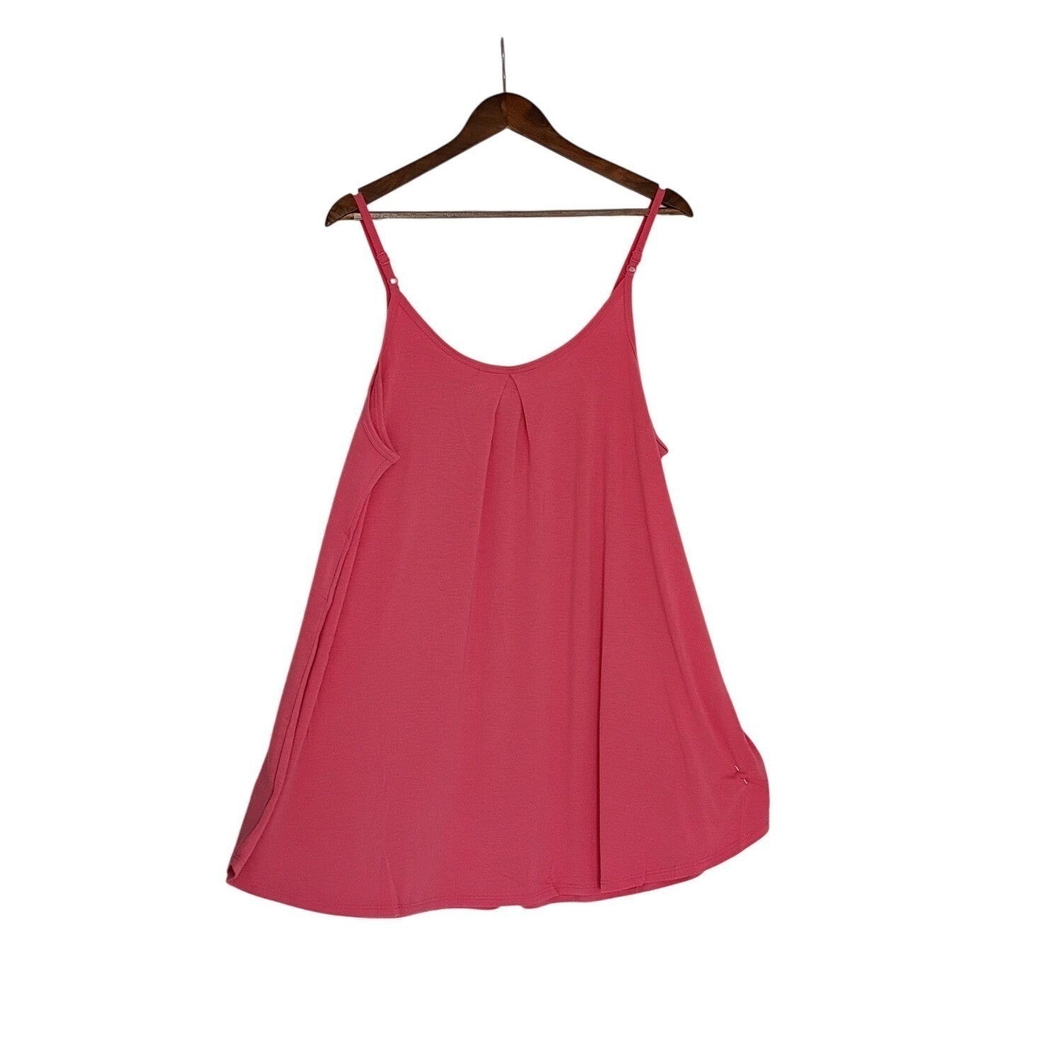 Flowy Pink Pleated Cami Tank L NWT Adjustable Straps Boho Summer Top