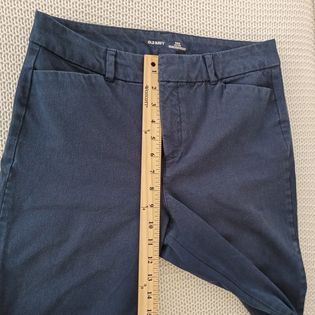 Old Navy Pixie High Rise Navy Blue Secret-Slim Pocket Ankle Pants Sz 10 31x26