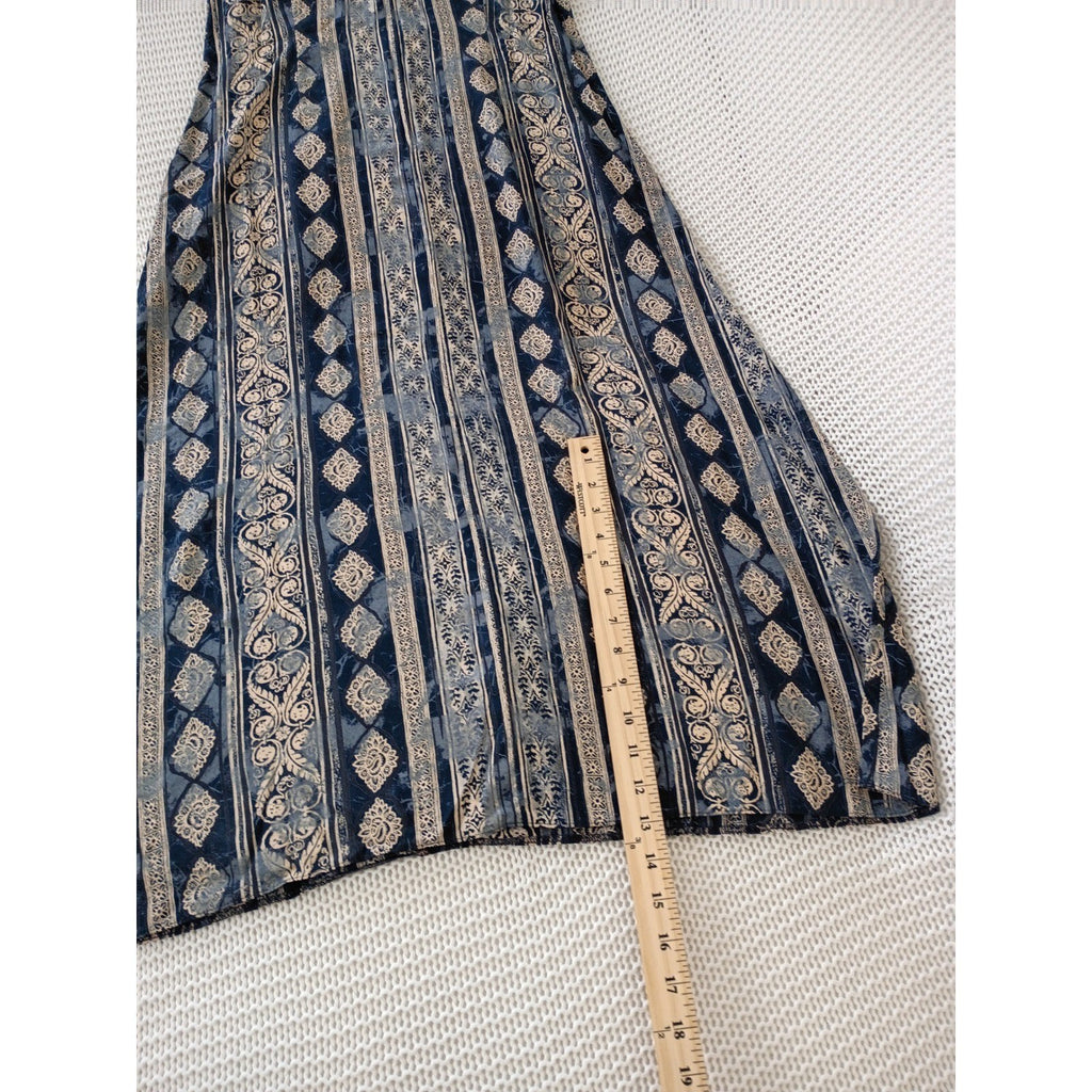 Marks & Spencer Vintage Maxi Dress Blue Paisley Boho Effortless Sleeveless M