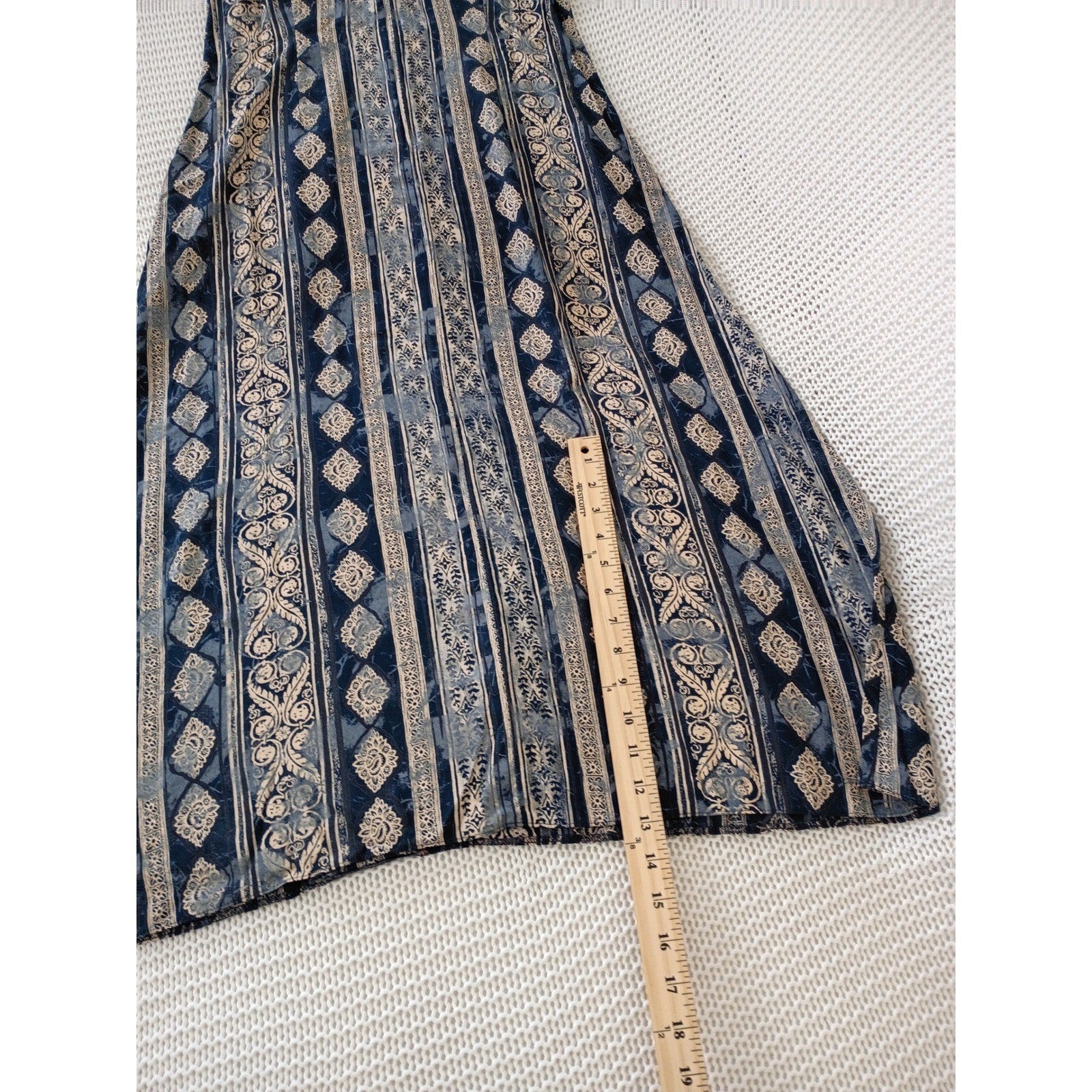 Marks & Spencer Vintage Maxi Dress Blue Paisley Boho Effortless Sleeveless M