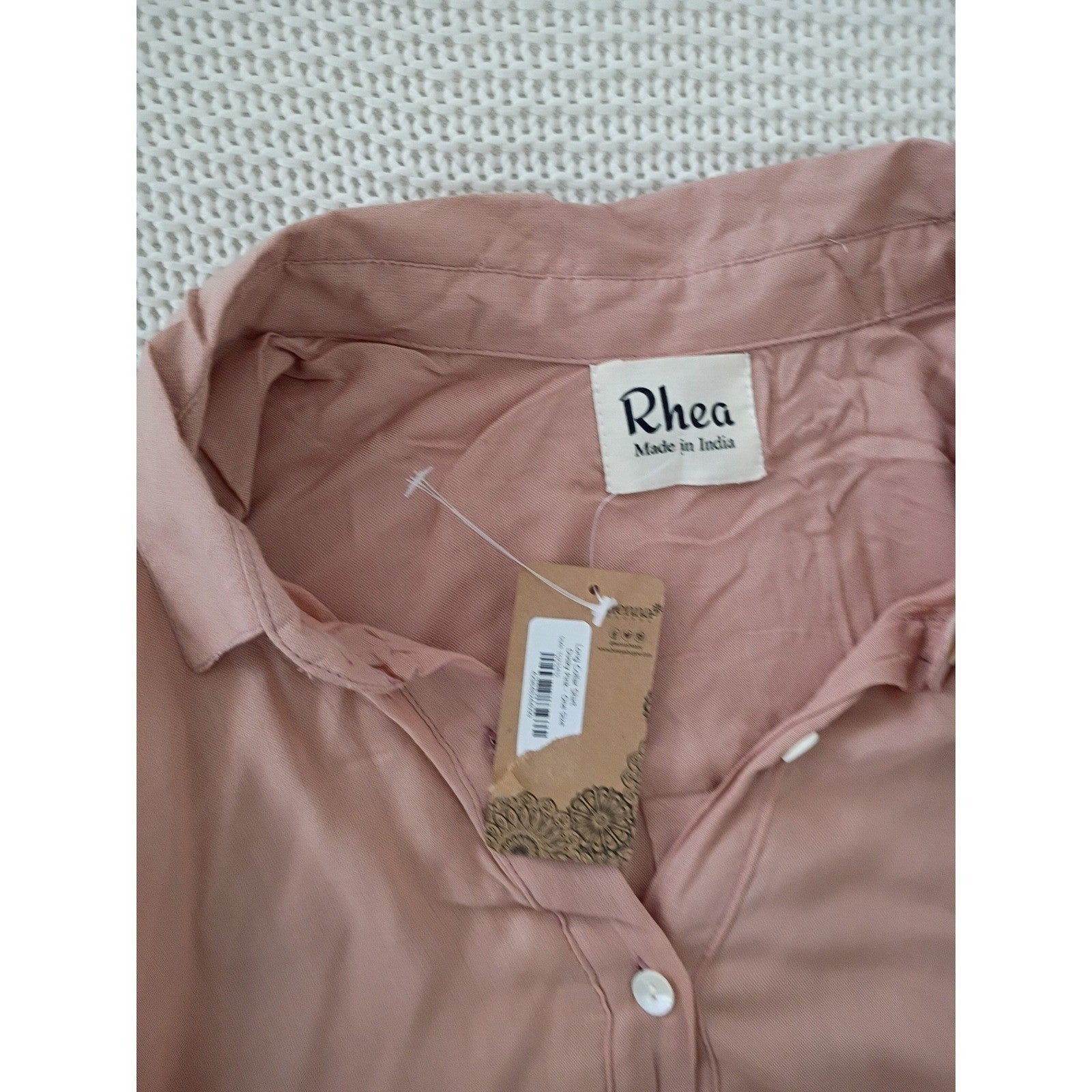 NWT RHEA Boho Dusty Pink Viscose High Low Button Down Shirt Dress OS Coastal