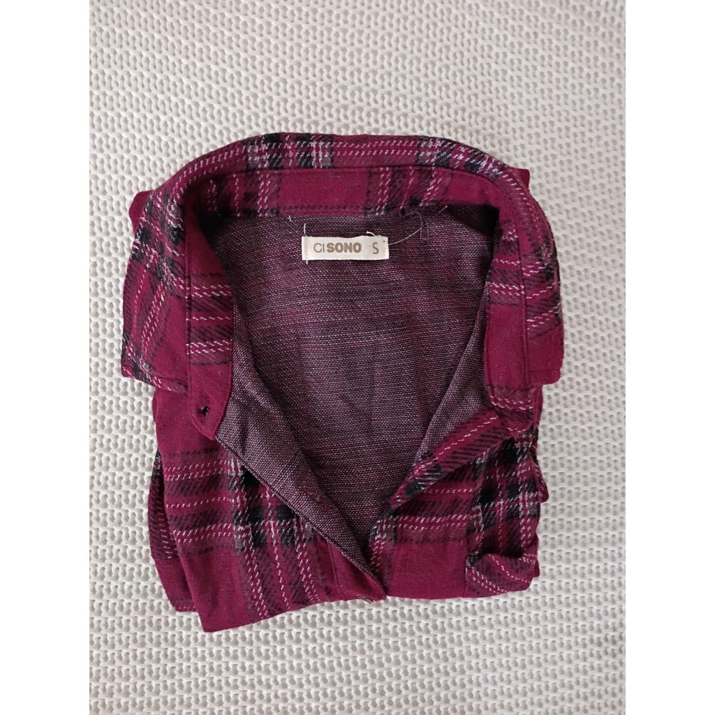 Ci Sono NWT Plaid Button Up Casual Shirt Brushed Knit Long Sleeve Mens S