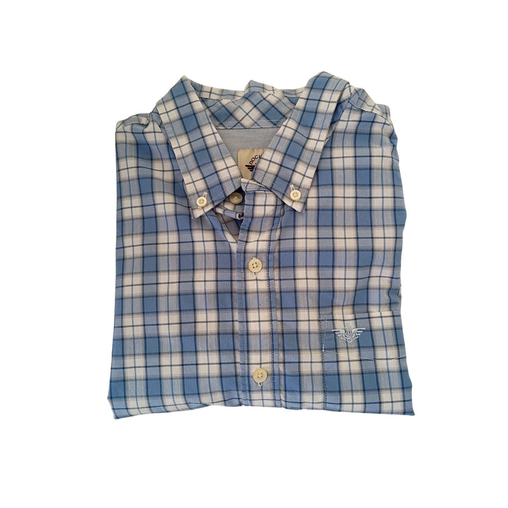 Dockers NWOT Men's Classic Fit Plaid Button Down Shirt Blue White Long Sleeve M